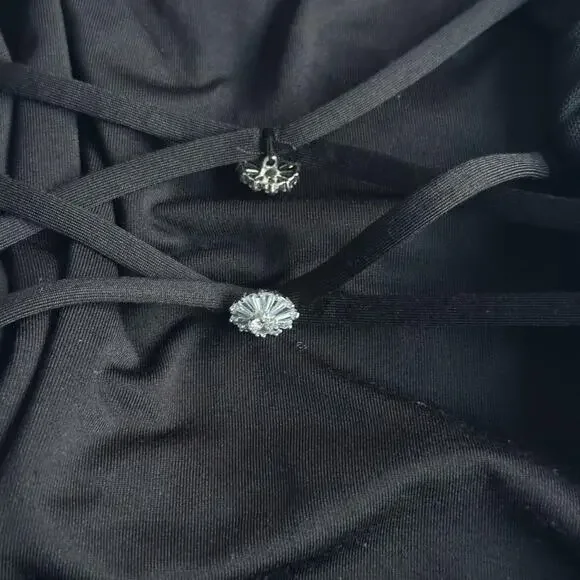 Oh Polly Everlasting Romance Cowl Neck Ruched Mini Dress in Black - Picture 5 of 8